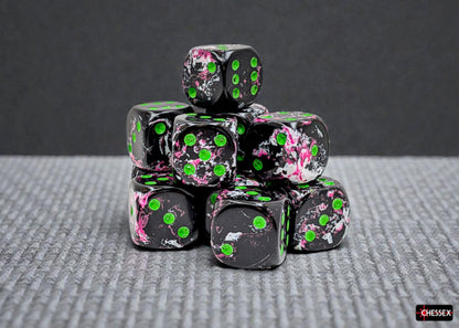 Chessex: Paintball/Green 16mm d6 Dice Block (12 Dice)