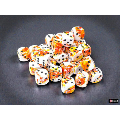 Chessex: Sunrise/Black 12mm d6 Dice Block (36 Dice)
