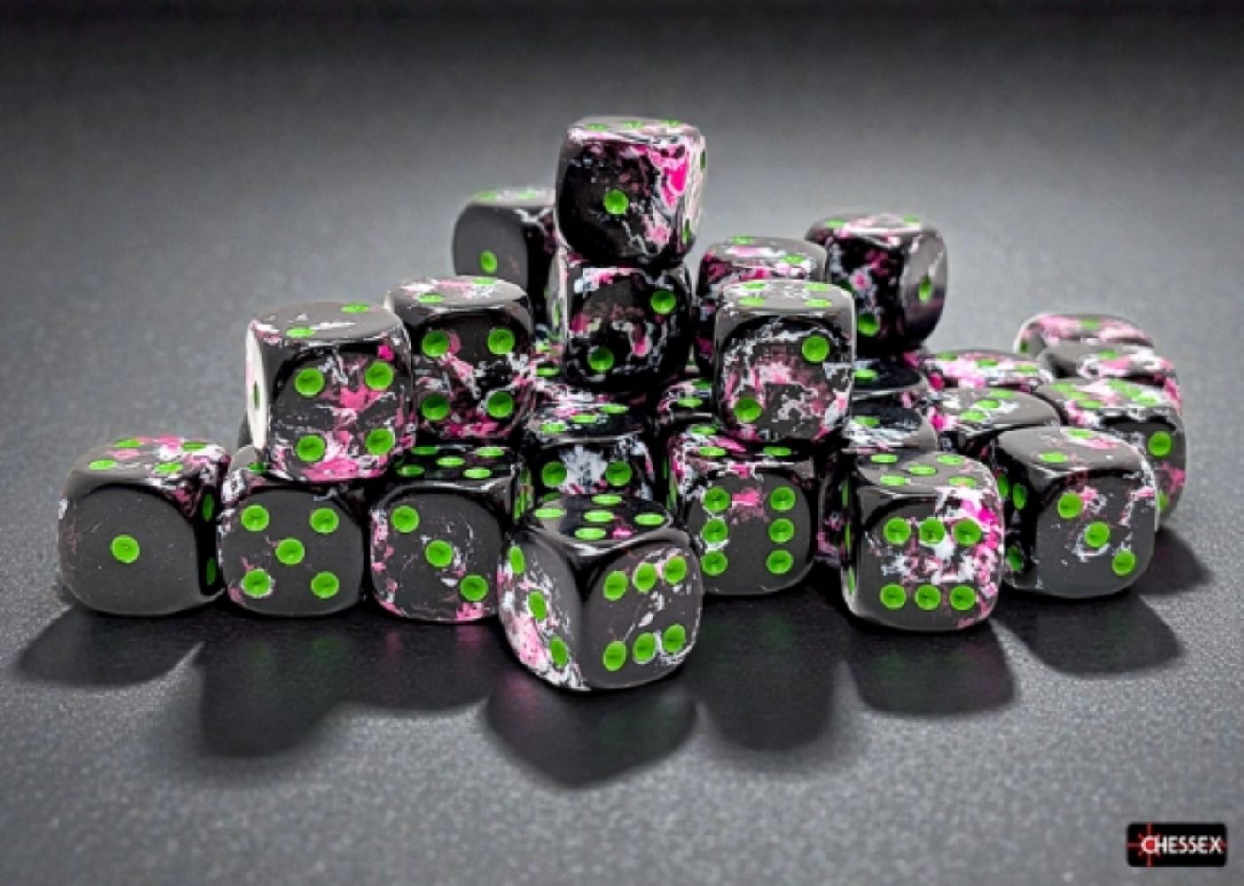 Chessex: Paintball/Green 12mm d6 Dice Block (36 Dice)