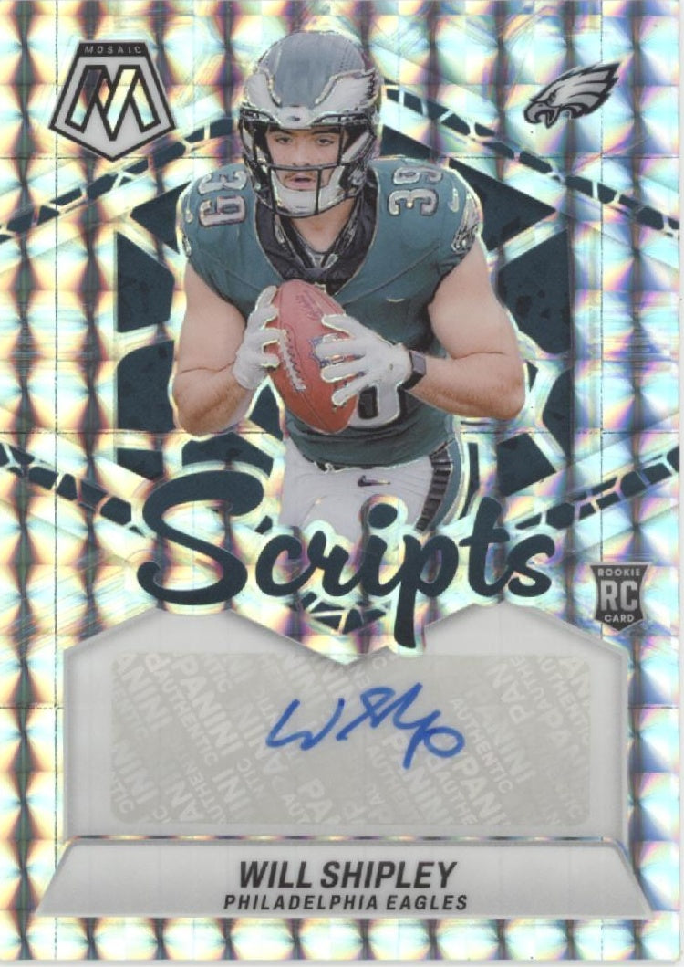 Will Shipley 2024 Panini Mosaic Scripts Prizm RC Auto #RS-WSY