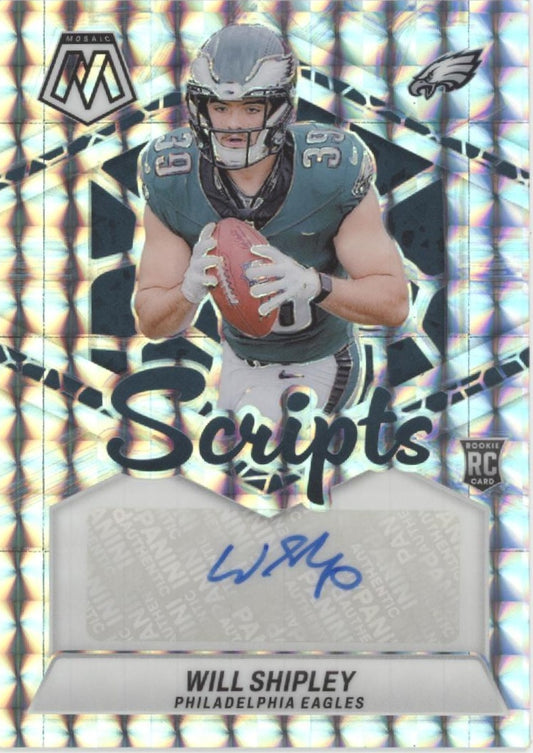 Will Shipley 2024 Panini Mosaic Scripts Prizm RC Auto #RS-WSY