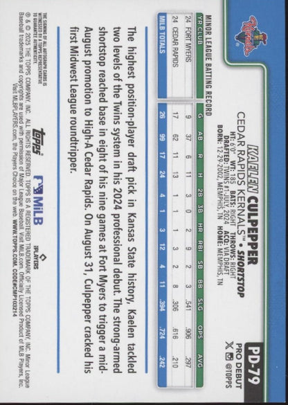 Kaelen Culpepper 2025 Topps Pro Debut Auto #PD-79