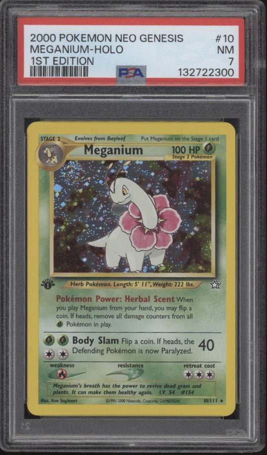Meganium Pokemon Neo Genesis Holo 1st Edition #10 PSA 7