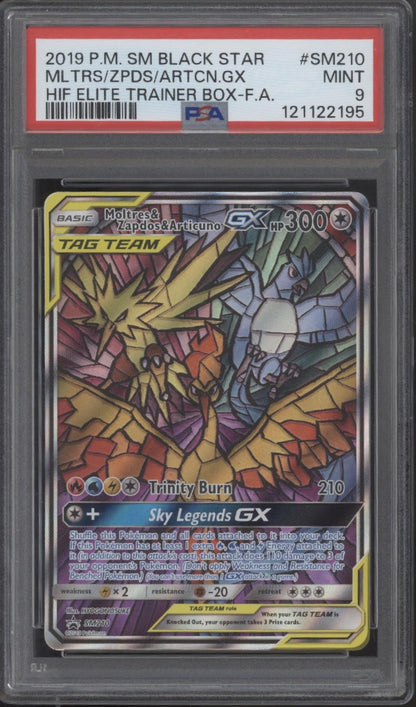 Moltres & Zapdos & Articuno GX Pokemon Hidden Fates ETB Full Art PSA 9 #1