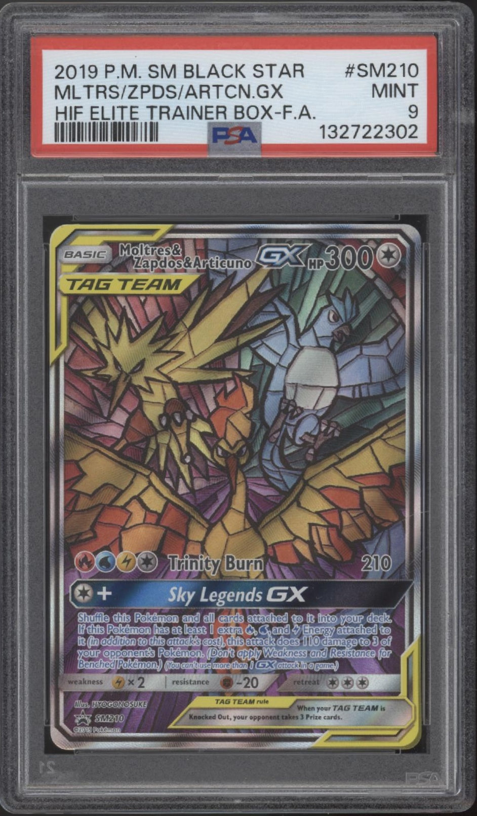 Moltres & Zapdos & Articuno GX Pokemon Hidden Fates ETB Full Art PSA 9 #2