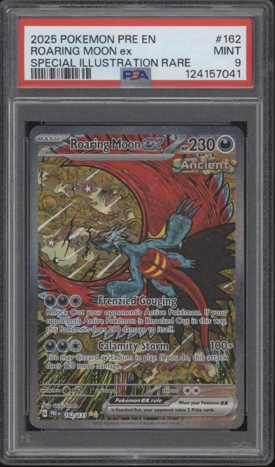Roaring Moon ex Pokemon Prismatic Evolutions Special Illustration Rare 162 PSA 9