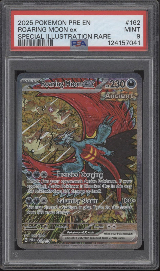 Roaring Moon ex Pokemon Prismatic Evolutions Special Illustration Rare 162 PSA 9