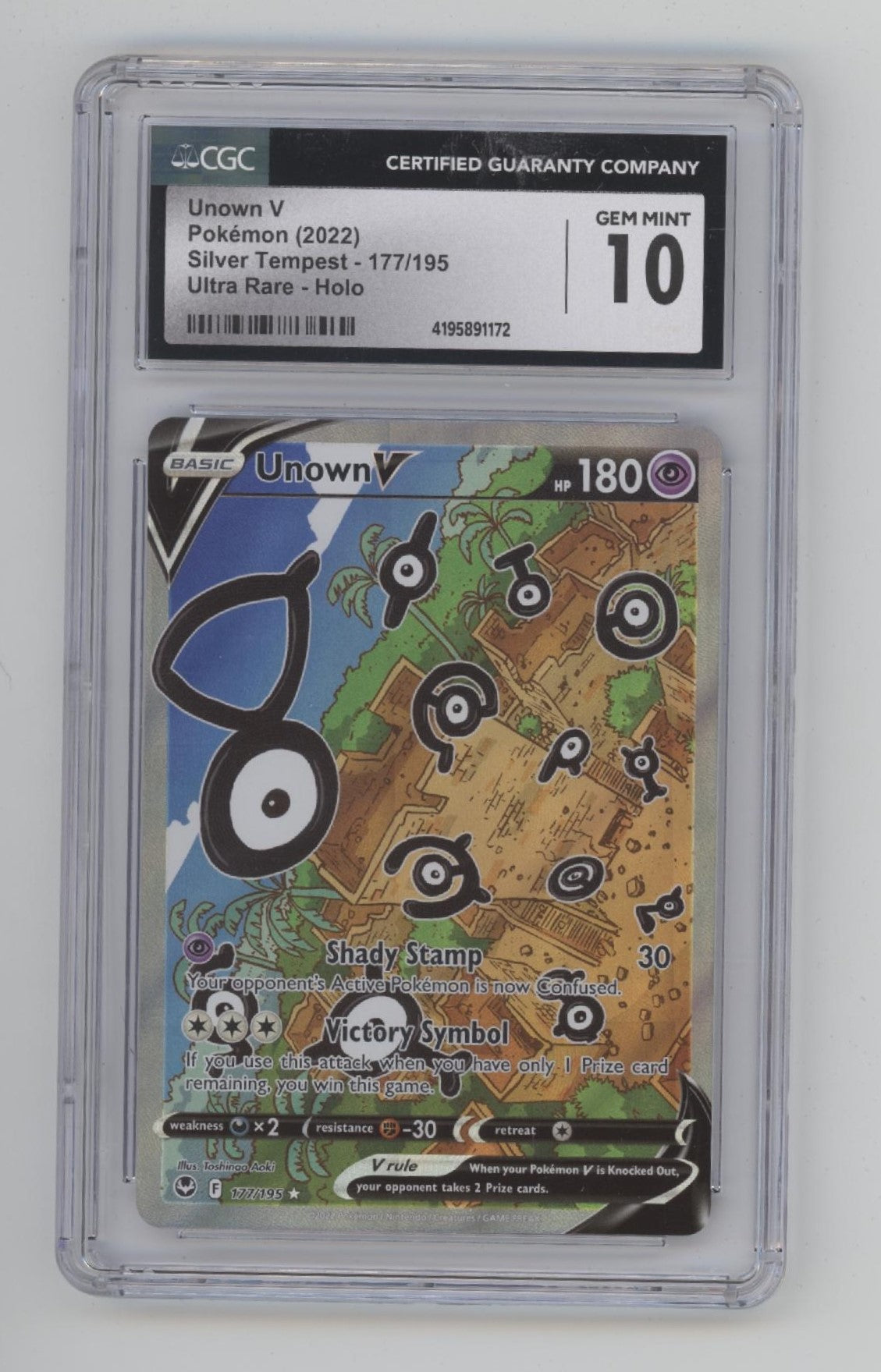 Unown V Pokemon Silver Tempest Ultra Rare Holo #177 CGC 10