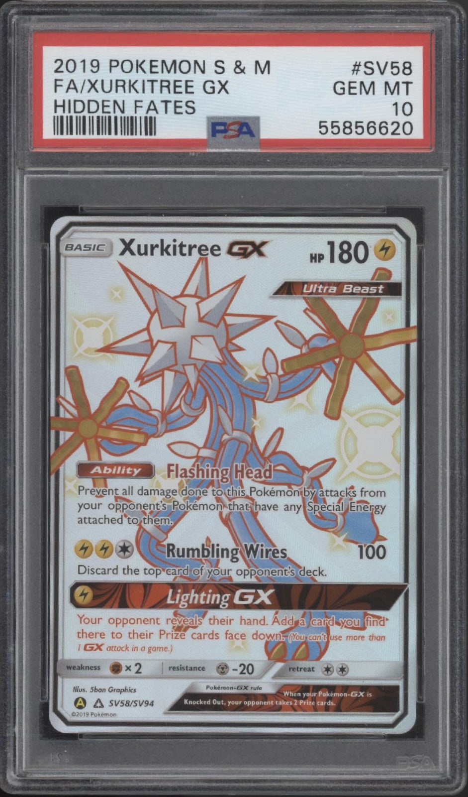 Xurkitree GX Pokemon Hidden Fates Full Art #SV58 PSA 10 #1
