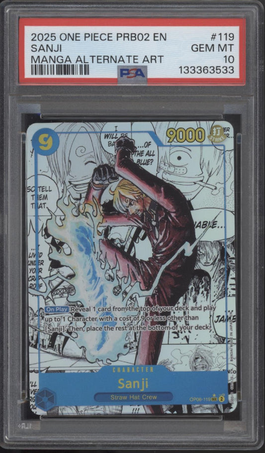 Sanji One Piece Card Game The Best Vol. 2 Manga Alternate Art #119 PSA 10