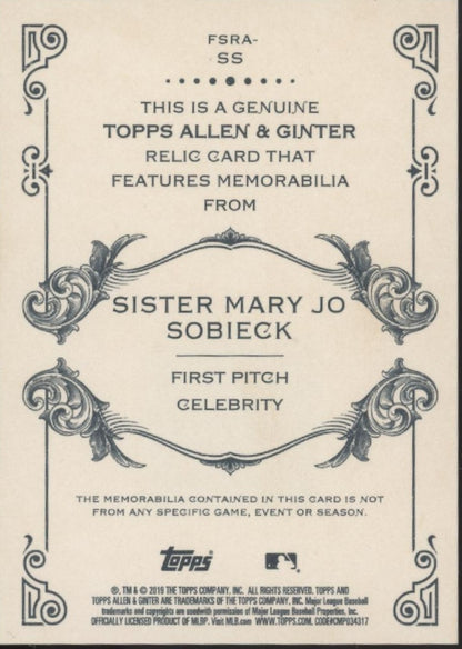 Sister Sobieck 2019 Topps Allen & Ginter Swatch #FSRA-SS