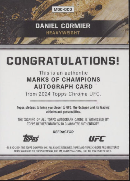 Daniel Cormier 2024 Topps Chrome Refractor Auto 013/150 #MOC-DCO