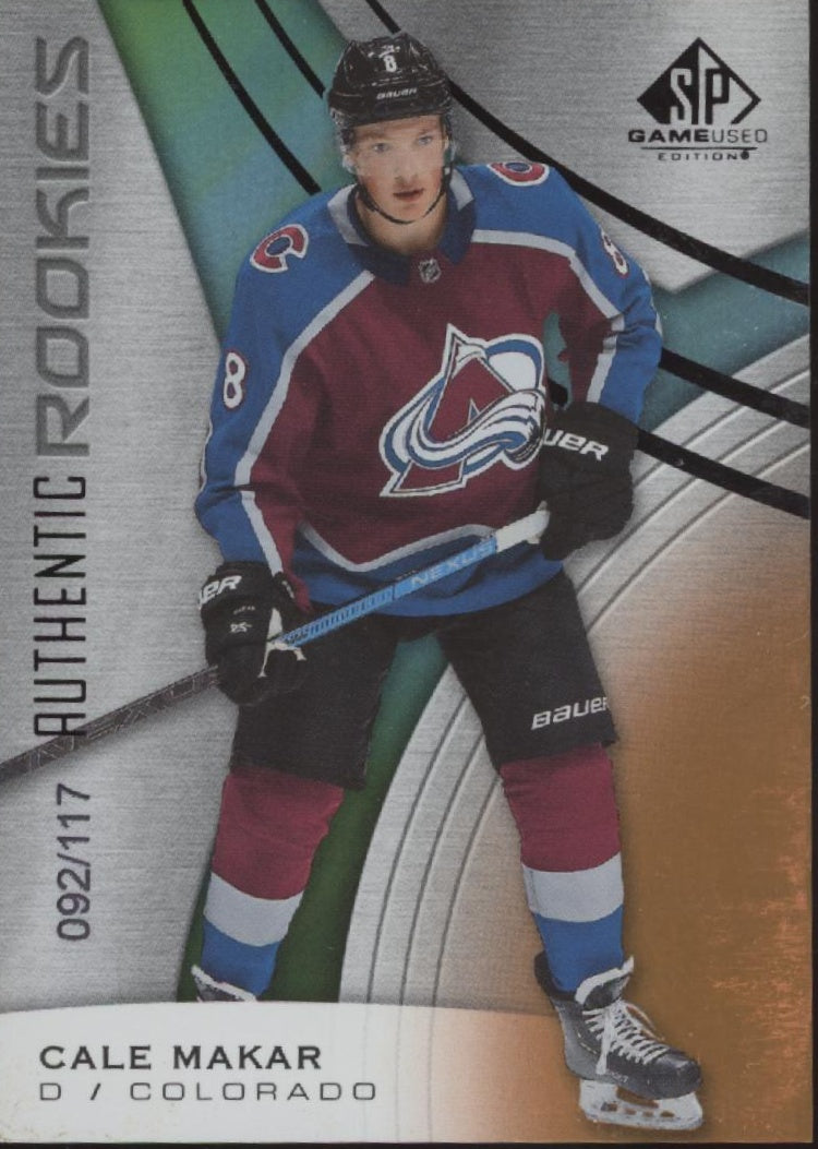 Cale Makar 2019-20 Upper Deck SP Game Used Authentic Rookies RC 092/117 #184