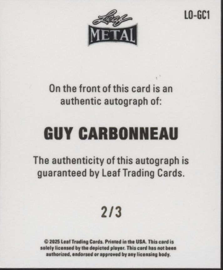 Guy Carbonneau 2025 Leaf Metal Mini 2/3 #LO-GC1、Collector Store LLC、kayou