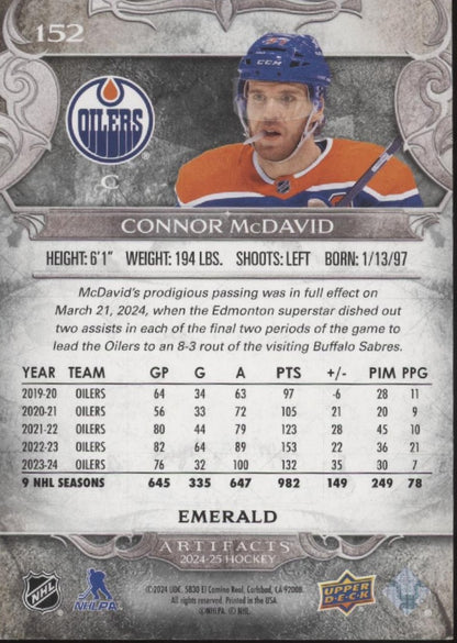 Connor McDavid 2024-25 Upper Deck Artifacts Emerald 116/149 #152