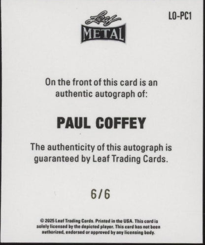 Paul Coffey 2025 Leaf Metal Mini Auto 6/6 #LO-PC1