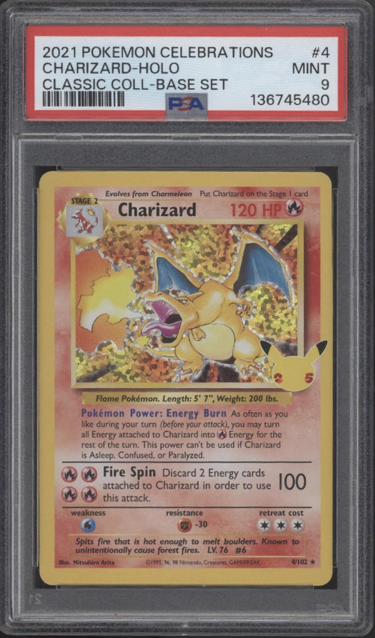 Charizard Pokemon Celebrations Classic Collection Base Set Holo #4 PSA 9