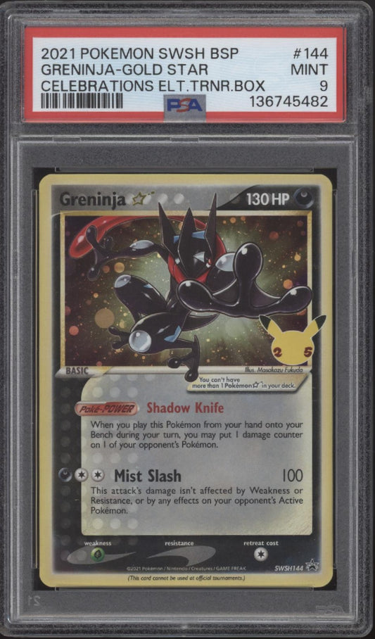 Greninja Pokemon Celebrations Elite Trainer Box Gold Star #144 PSA 9