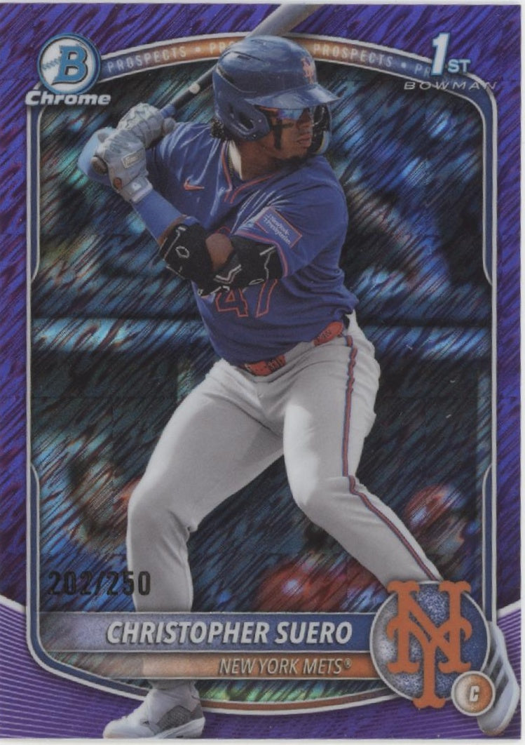 Christopher Suero 2025 Bowman Chrome Prospects Purple Shimmer Refractor 202/250