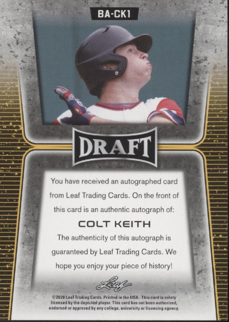 Colt Keith 2020 Leaf Draft RC Auto #BA-CK1