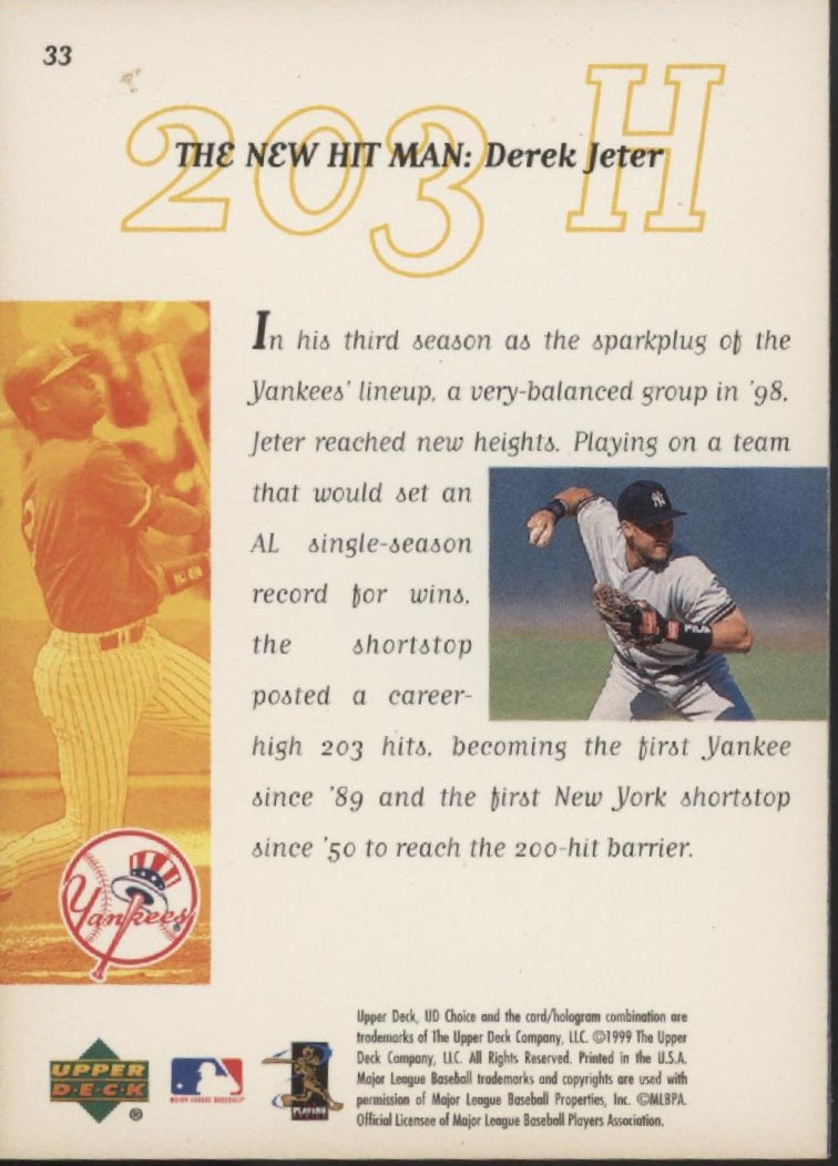 Derek Jeter 1999 Upper Deck Choice Starquest #33
