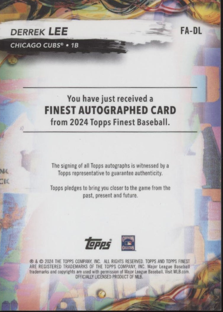 Derrek Lee 2024 Topps Finest Auto 134/150 #FA-DL、Collector Store LLC、kayou