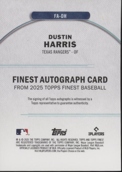 Dustin Harris 2025 Topps Finest Gold Refractor RC Auto 47/50 #FA-DH