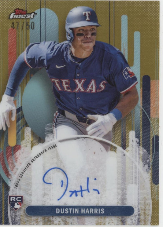 Dustin Harris 2025 Topps Finest Gold Refractor RC Auto 47/50 #FA-DH
