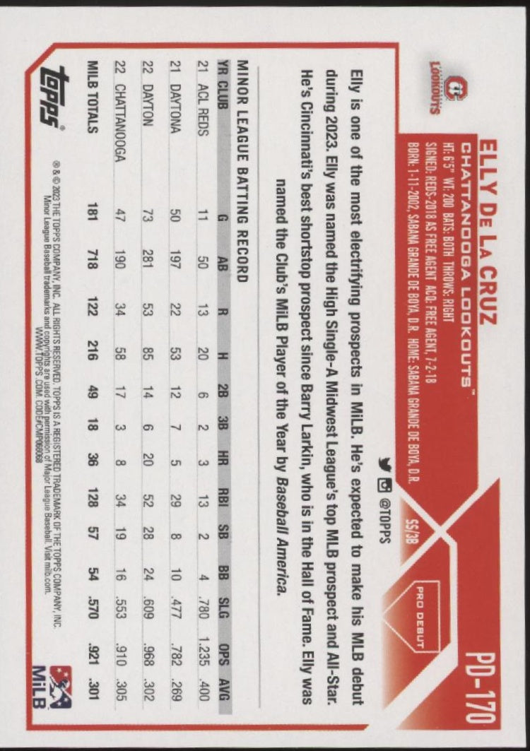 Elly De La Cruz 2023 Topps Pro Debut #PD-170