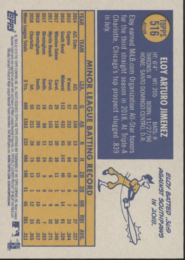 Eloy Jimenez 2019 Topps Heritage Action RC #516