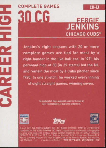 Fergie Jenkins 2015 Topps Career High Auto #CH-FJ