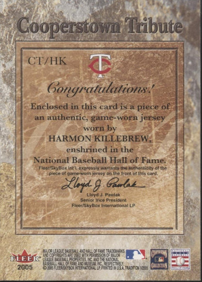 Harmon Killebrew 2005 Fleer Cooperstown Tribute Swatch