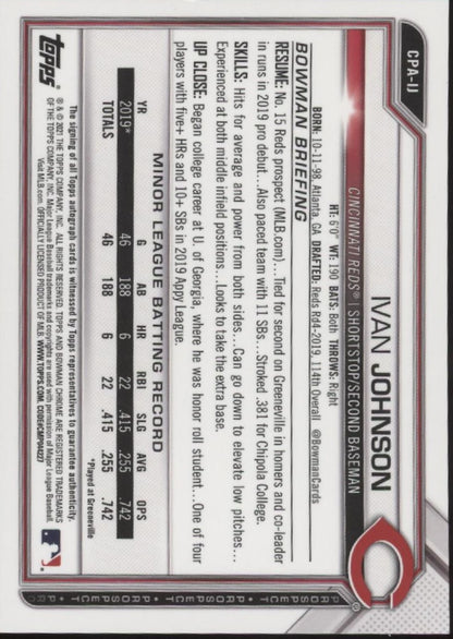 Ivan Johnson 2021 Bowman Chrome Prospects Auto #CPA-IL