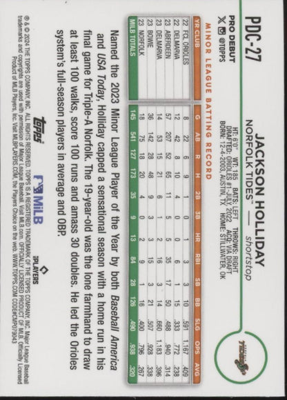 Jackson Holiday 2024 Topps Chrome Pro Debut Xfractor Refractor #PDC-27