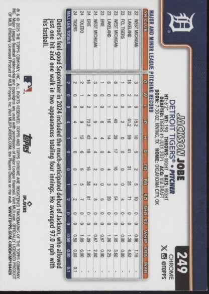 Jackson Jobe 2025 Topps Chrome Negative Refractor #249