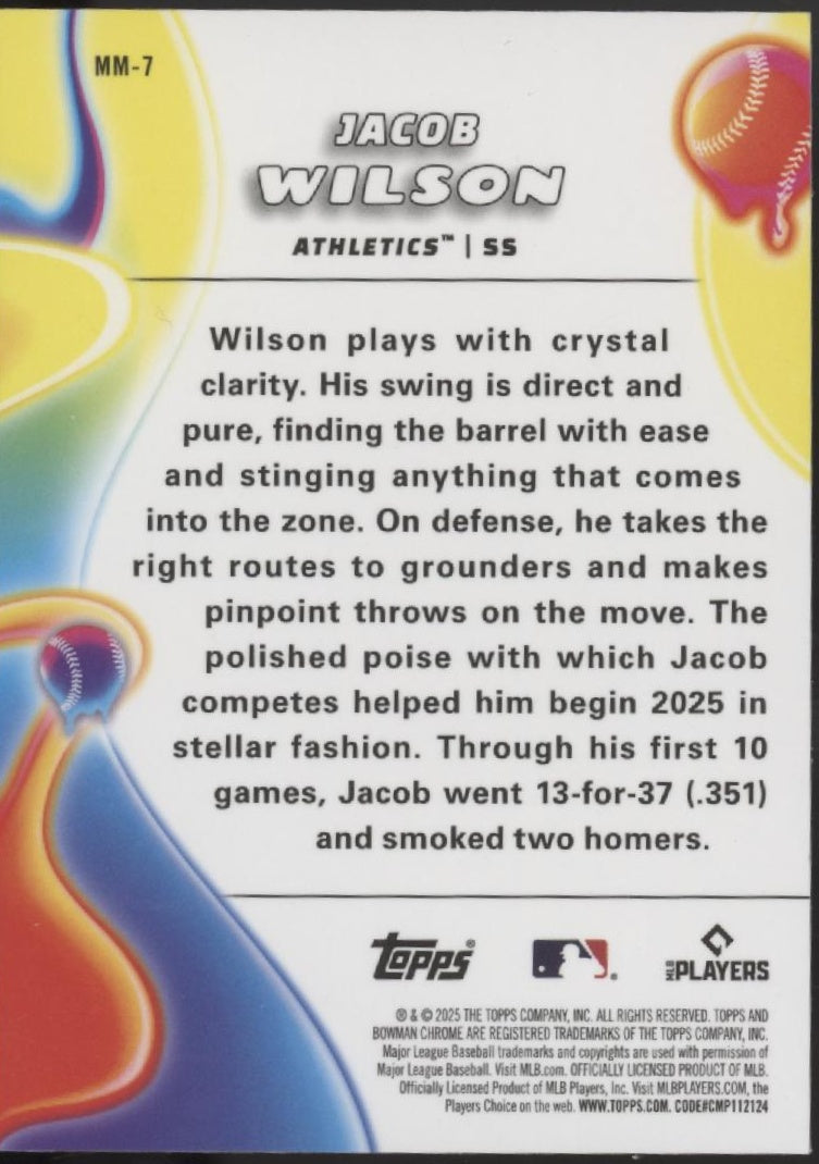 Jacob Wilson 2025 Bowman Chrome Melt Mashers Refractor RC #MM-7