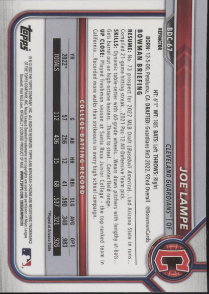 Joe Lampe 2022 Bowman Chrome Prospects Refractor #BDC-67