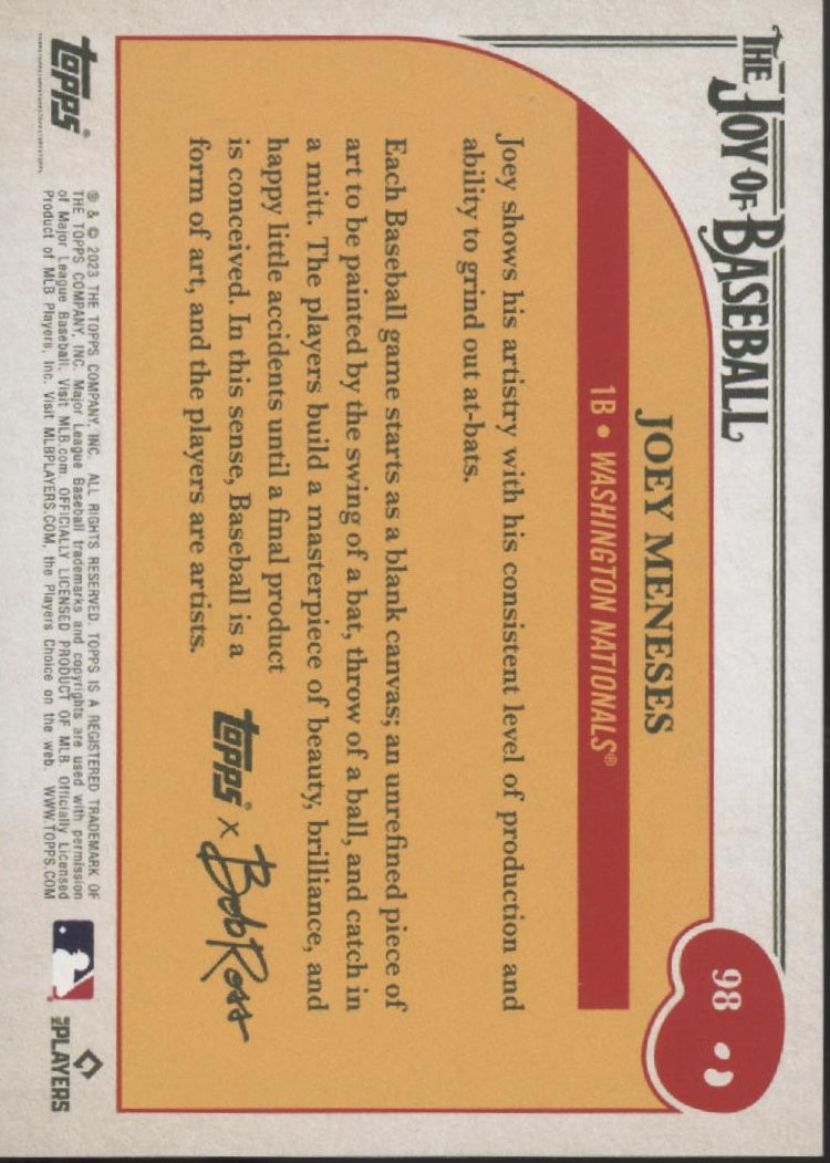 Joey Meneses 2023 Bob Ross Joy of Baseball Paint Splatter Canvas Stock RC 54/99