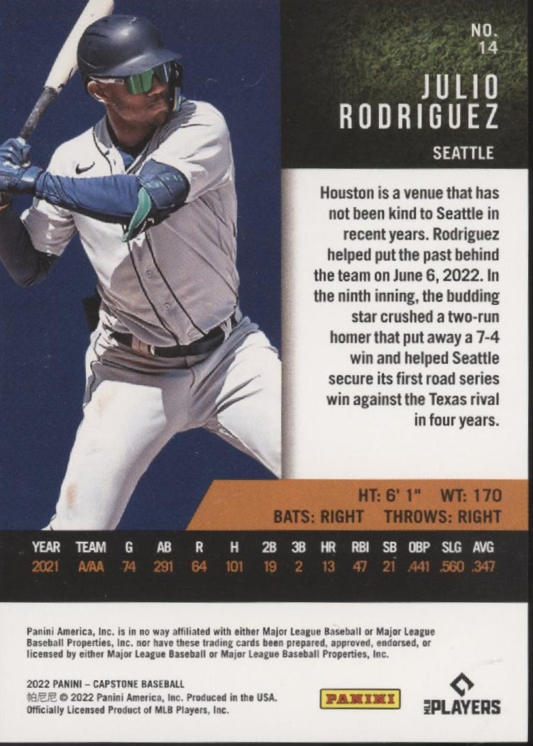 Julio Rodriguez 2022 Panini Capstone Red RC #14