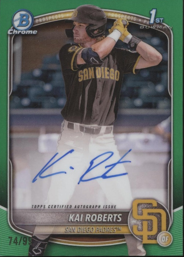 Kai Roberts 2025 Bowman Chrome Prospects Green Refractor Auto 74/99 #CPA-KR