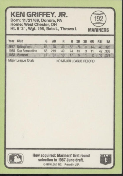 Ken Griffey Jr. 1989 Donruss RC #192