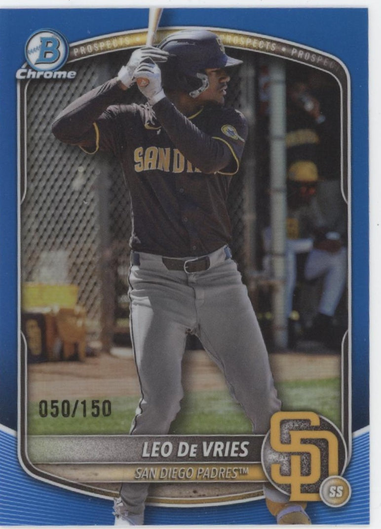 Leo De Vries 2025 Bowman Chrome Prospects Blue Refractor 050/150 #BCP-204