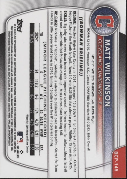 Matt Wilkinson 2025 Bowman Chrome Prospects Scale Refractor #BCP-145