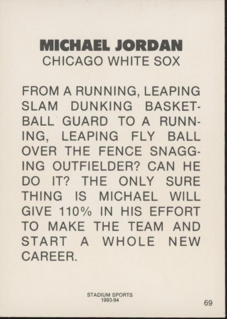 Michael Jordan 1993-94 Stadium Sports Rookie of the Year #69