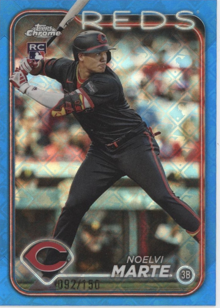 Noelvi Marte 2024 Topps Chrome Blue Logo Refractor RC 092/150 #177