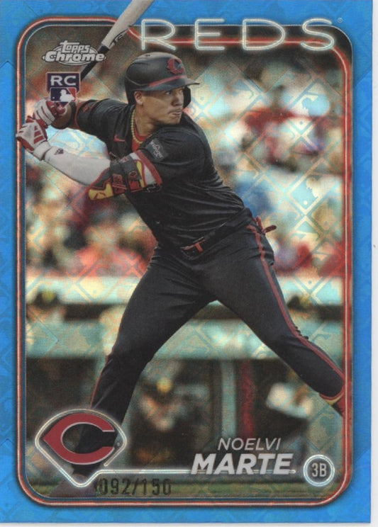Noelvi Marte 2024 Topps Chrome Blue Logo Refractor RC 092/150 #177