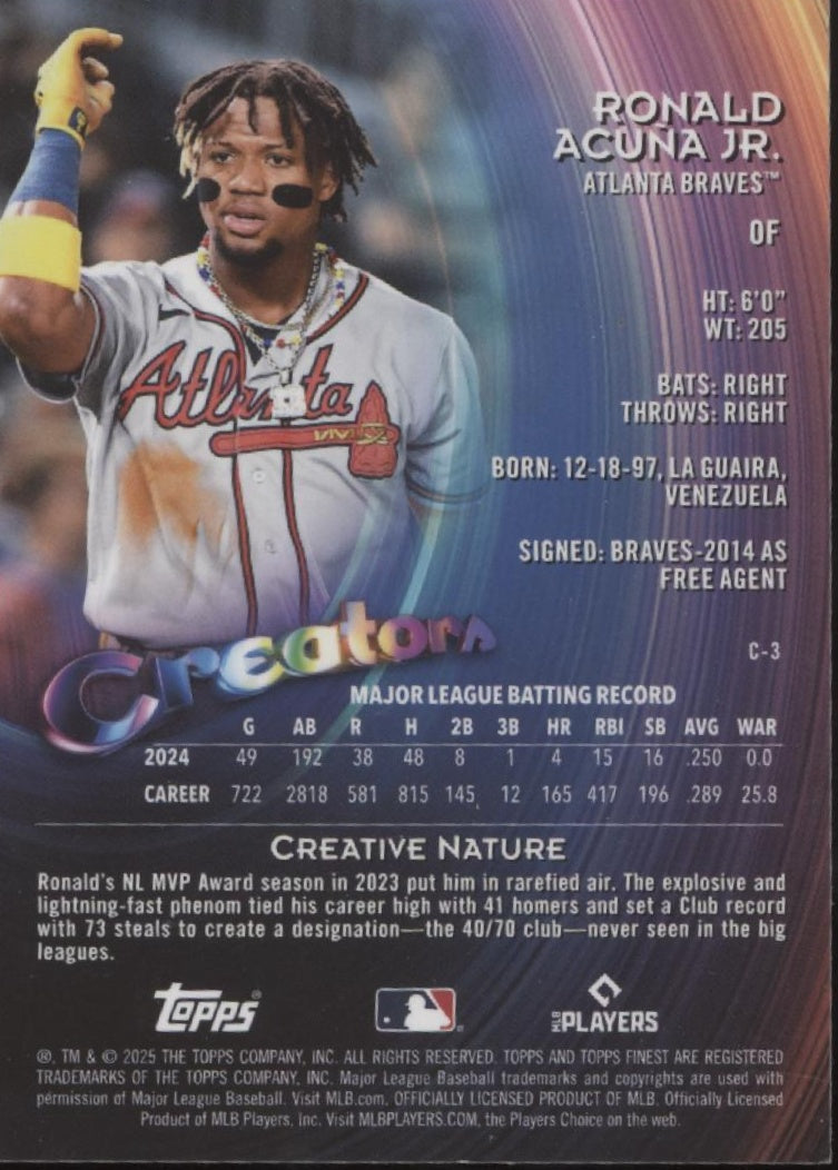 Ronald Acuna Jr. 2025 Topps Finest Creators #C-3