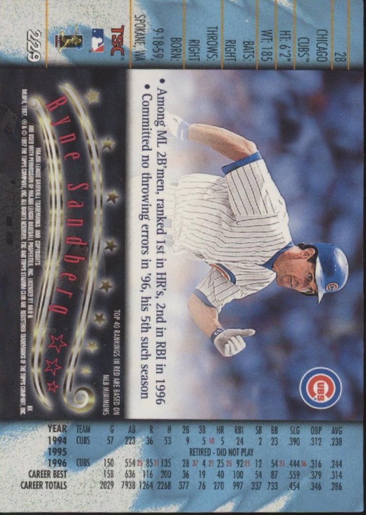 Ryne Sandberg 1997 Topps Stadium Club Matrix #229