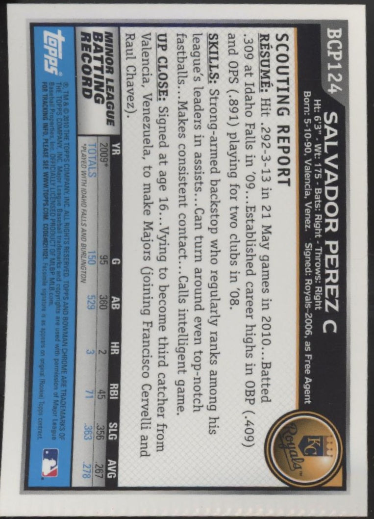 Salvador Perez 2010 Bowman Chrome #BCP124 #1