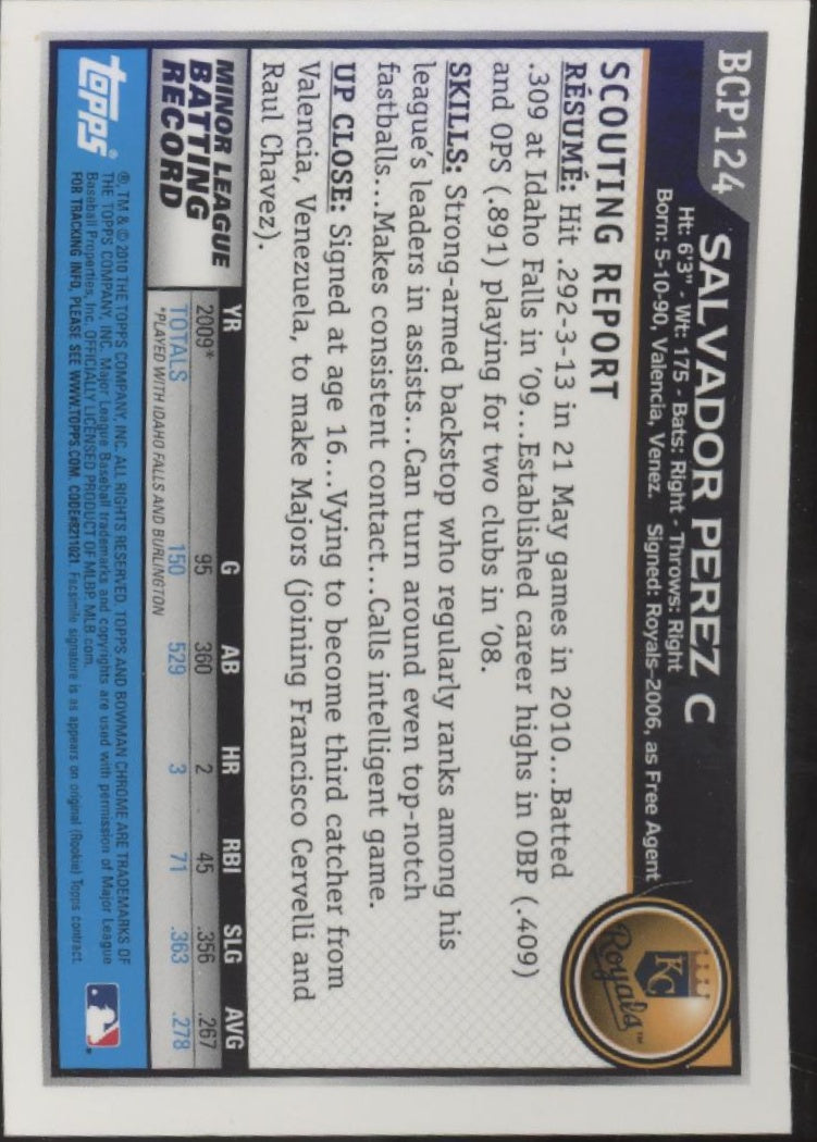 Salvador Perez 2010 Bowman Chrome #BCP124 #2